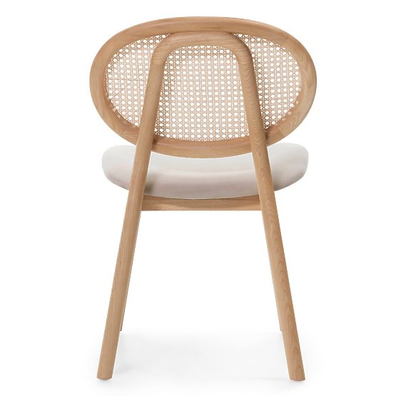 Sedia in legno Monet con intreccio viennese, rattan, velluto, naturale/marrone chiaro