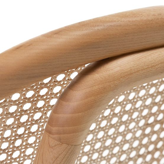 Sedia in legno Monet con intreccio viennese, rattan, velluto, naturale/marrone chiaro