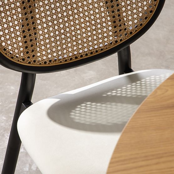 Sedia in legno Monet con intreccio viennese, rattan, velluto, nero/ecru