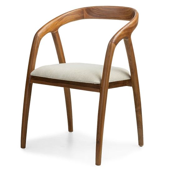 Sedia in legno Sande arrotondata, naturale/crema, legno di teak