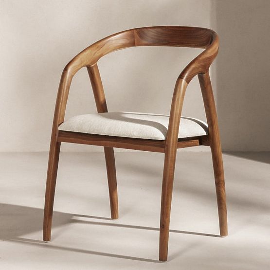 Sedia in legno Sande arrotondata, naturale/crema, legno di teak