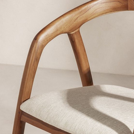 Sedia in legno Sande arrotondata, naturale/crema, legno di teak