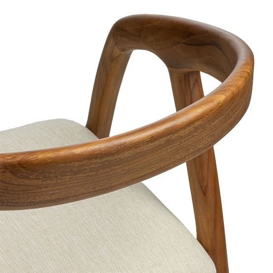 Sedia in legno Sande arrotondata, naturale/crema, legno di teak