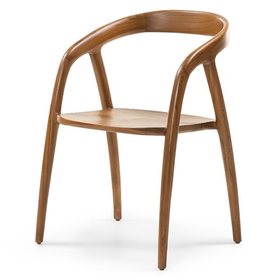 Sedia in legno Sande arrotondata, naturale, legno di teak