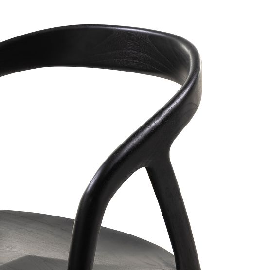 Sedia in legno Sande arrotondata, nera, legno di teak