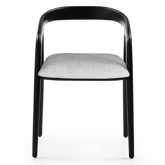 Sedia in legno Sande arrotondata, nero/beige chiaro, legno di teak