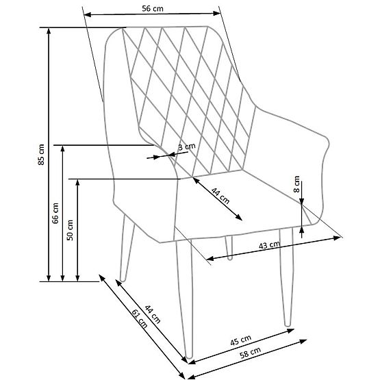 Sedia K287 grigia (1p=2pz)