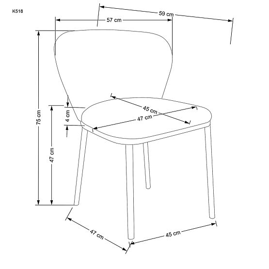 Sedia K518, crema (1p=2pz)