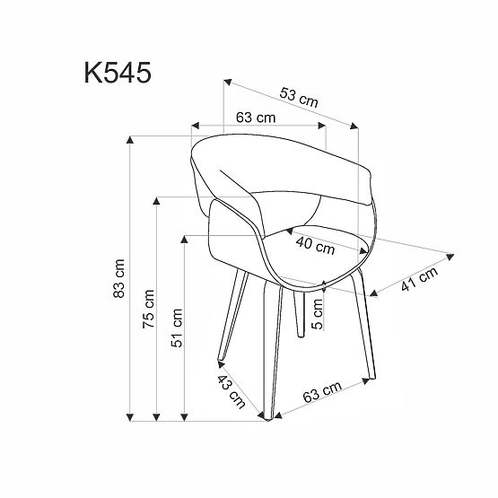 Sedia K545 grigia / noce (1p=1pz)
