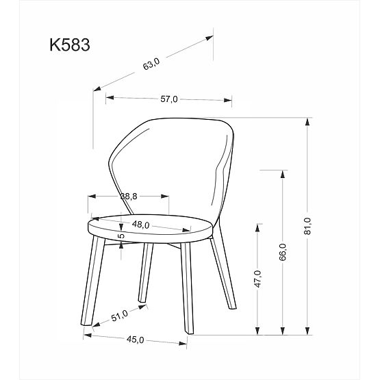 Sedia K583, noce / marrone / beige (1p=2pz)