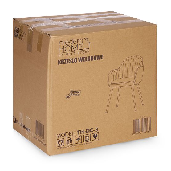 Sedia moderna imbottita in velluto per sala da pranzo e soggiorno crema ModernHome