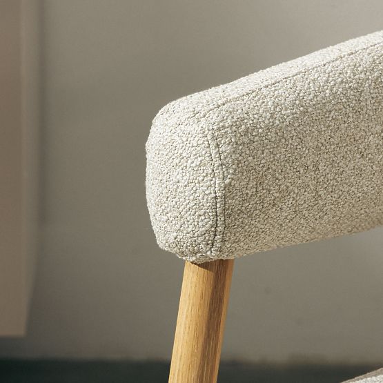 Sedia/poltrona imbottita Montepulciano, beige chiaro/legno di quercia, arrotondata