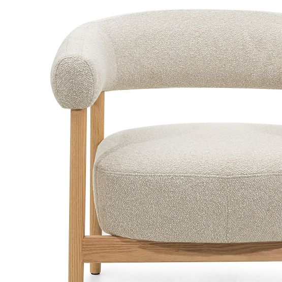 Sedia/poltrona imbottita Montepulciano, beige chiaro/legno di quercia, arrotondata