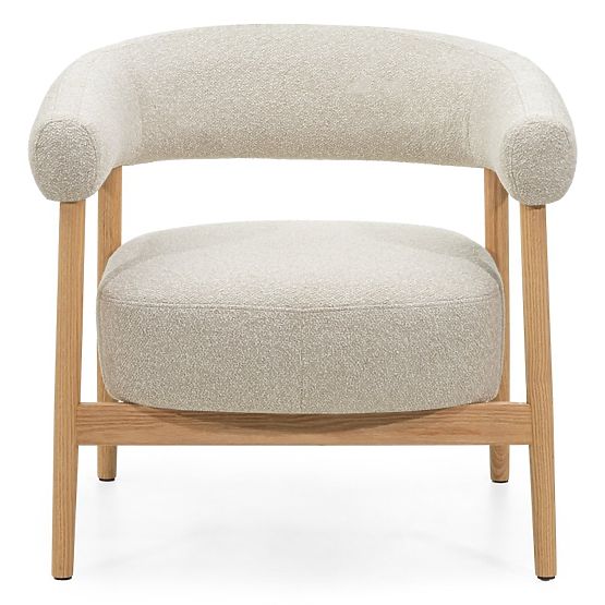 Sedia/poltrona imbottita Montepulciano, beige chiaro/legno di quercia, arrotondata