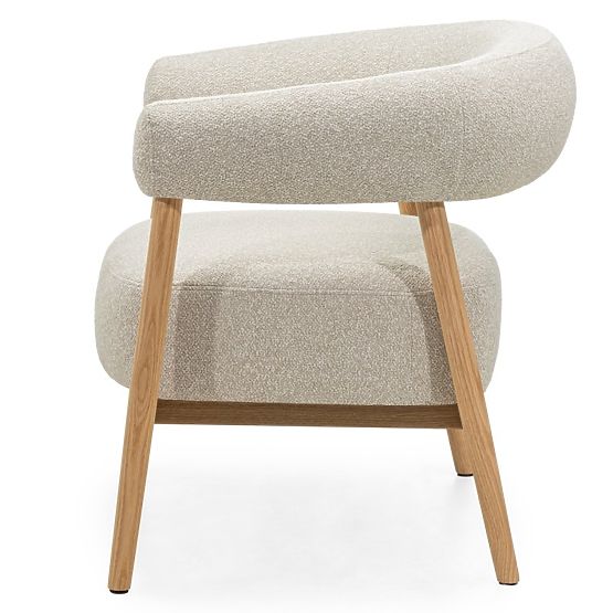 Sedia/poltrona imbottita Montepulciano, beige chiaro/legno di quercia, arrotondata