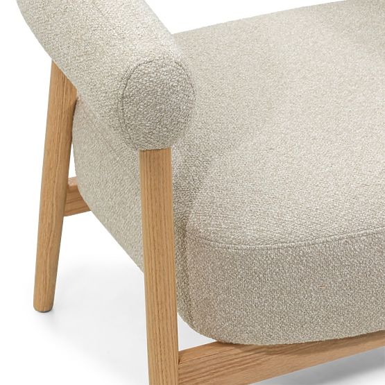 Sedia/poltrona imbottita Montepulciano, beige chiaro/legno di quercia, arrotondata