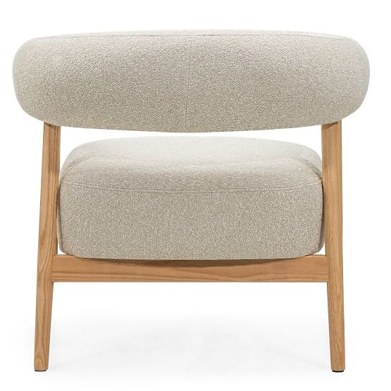 Sedia/poltrona imbottita Montepulciano, beige chiaro/legno di quercia, arrotondata