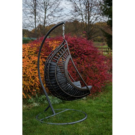 Sedia sospesa BELLISSIMO (Sedia + telaio) in tecnorattan grigio, copertura GRATIS