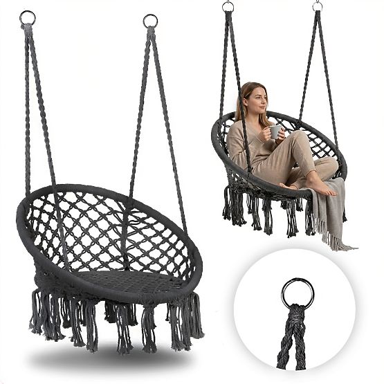 Sedia sospesa boho altalena da giardino nido di cicogna grigia MultiGarden