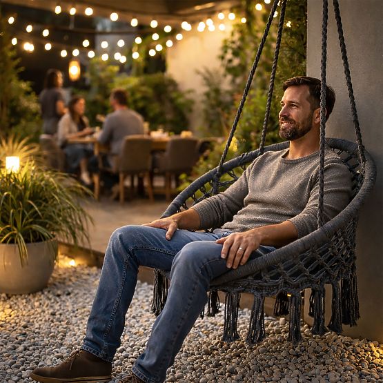 Sedia sospesa boho altalena da giardino nido di cicogna grigia MultiGarden