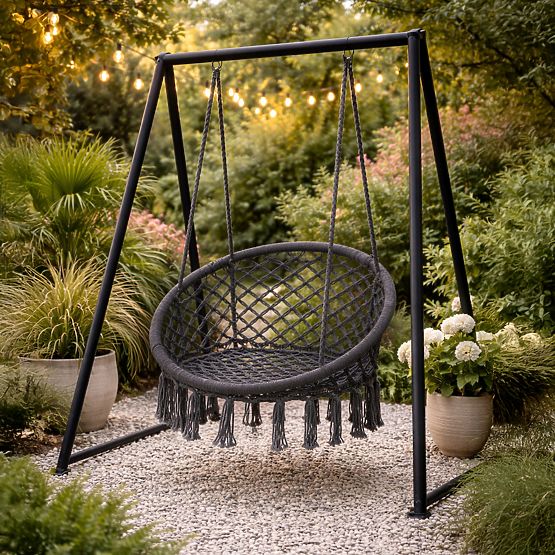 Sedia sospesa boho altalena da giardino nido di cicogna grigia MultiGarden