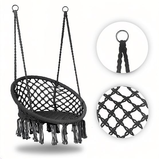 Sedia sospesa boho altalena da giardino nido di cicogna grigia MultiGarden