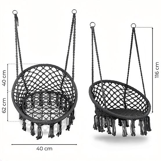 Sedia sospesa boho altalena da giardino nido di cicogna grigia MultiGarden