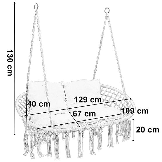 Sedia sospesa Nido di cicogna LAGOS grigia con cuscini