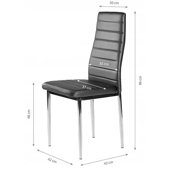 Sedie in ecopelle per soggiorno e sala da pranzo 4 pezzi gambe cromate grigie
