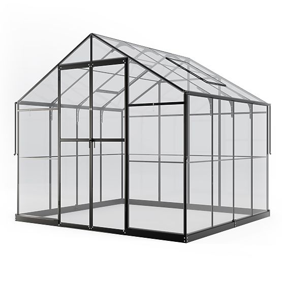 Serra da giardino ProGlass Classic Compact 7,7 m² con base, vetro temperato 4 mm, alluminio