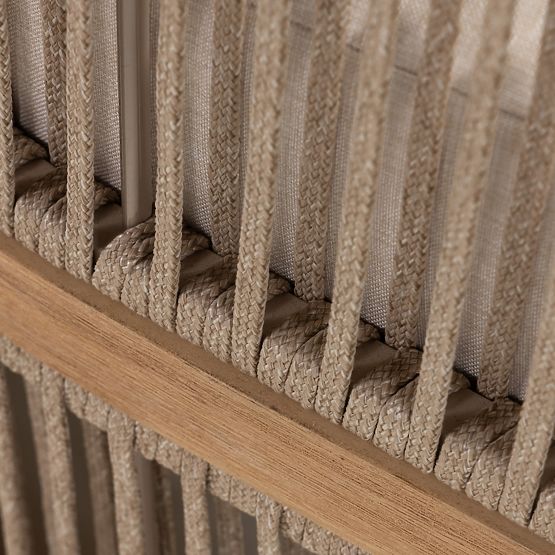 Set angolare da giardino con tavolino Vetralla, intreccio, legno di acacia FSC, aspetto teak, beige 