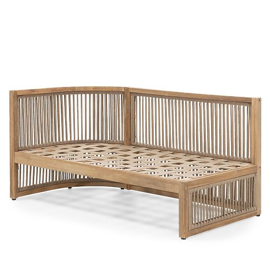 Set angolare da giardino con tavolino Vetralla, intreccio, legno di acacia FSC, aspetto teak, beige 