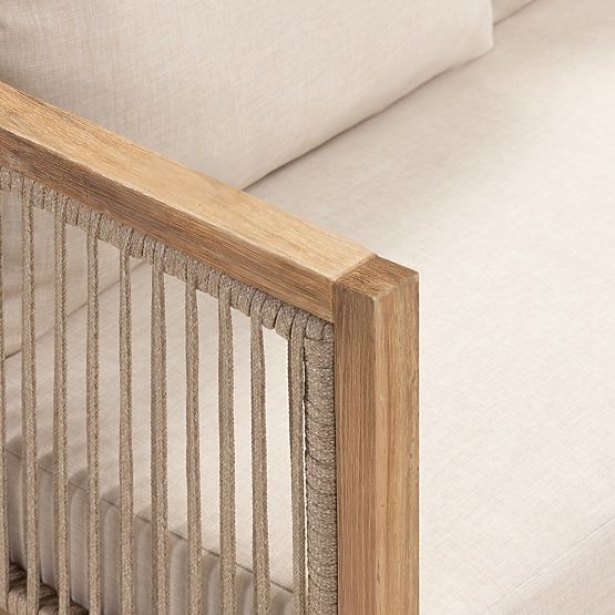 Set angolare da giardino con tavolino Vetralla, intreccio, legno di acacia FSC, aspetto teak, beige 