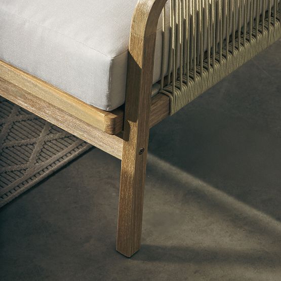 Set angolare da giardino con tavolo Castello, intreccio, legno di acacia FSC, effetto teak, beige