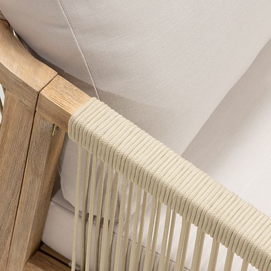 Set angolare da giardino con tavolo Castello, intreccio, legno di acacia FSC, effetto teak, beige