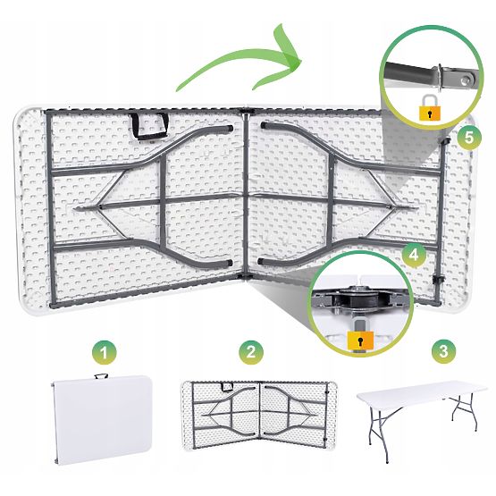 Set catering FETA WHITE 180 cm + 6 sedie BASICO