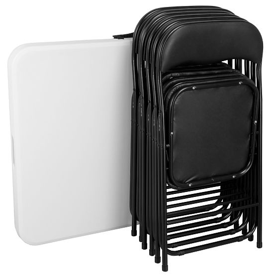 Set catering FETA WHITE 180 cm + 6 sedie BASICO