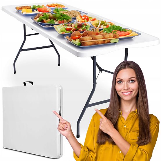 Set catering FETA WHITE 180 cm + 6 sedie BASICO