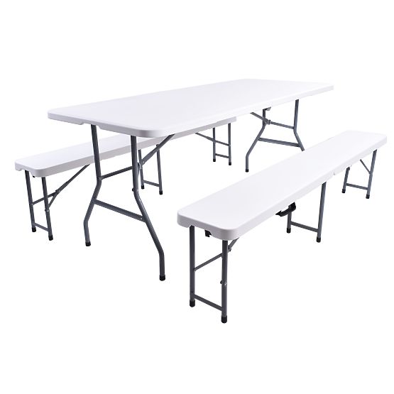 Set catering FETA WHITE tavolo + 2 panche