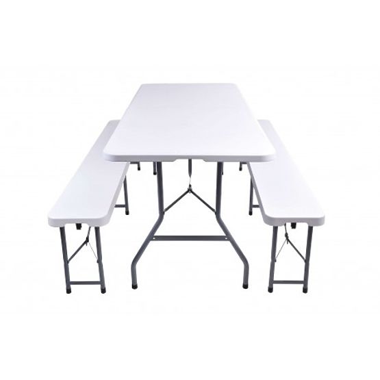 Set catering FETA WHITE tavolo + 2 panche