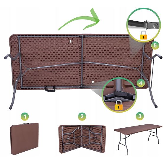 Set catering RATTAN tavolo 180 cm + 6 sedie