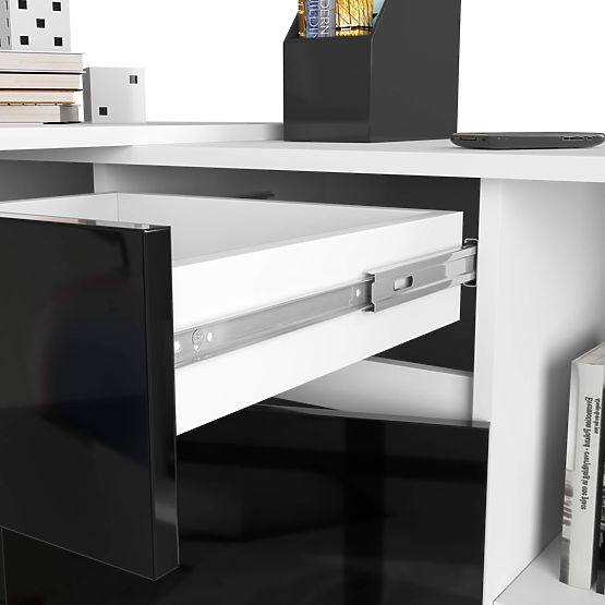 SET CLP B-17 CREDENZA + SCRIVANIA PK NERO LUCIDO