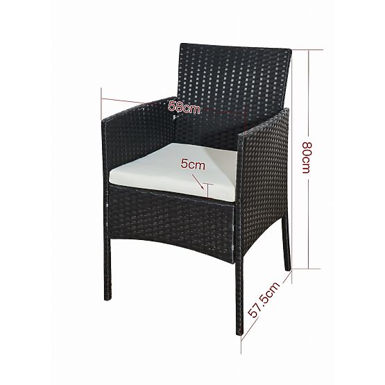 Set da balcone in rattan sintetico (Divano + 2 x poltrona + tavolino) COMODO nero