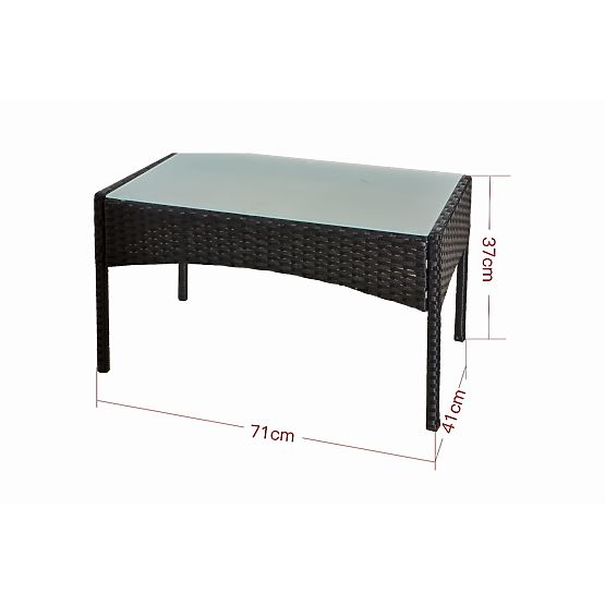 Set da balcone in rattan sintetico (Divano + 2 x poltrona + tavolino) COMODO nero
