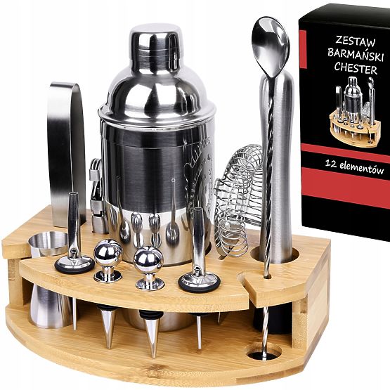 Set da barista CHESTER cromato 12 pezzi