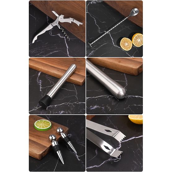 Set da barista CHESTER cromato 12 pezzi