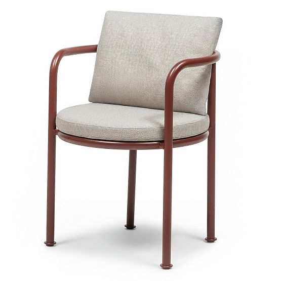 Set da giardino Amarello, tavolo 220 cm + 6 sedie, alluminio, beige chiaro/marrone bordeaux