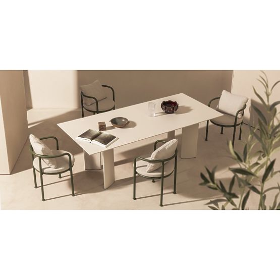 Set da giardino Amarello, tavolo 220 cm + 6 sedie, alluminio, beige chiaro/verde