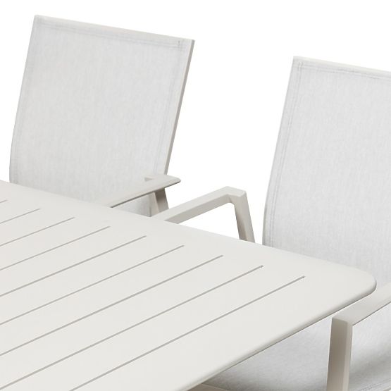 Set da giardino Canelli, tavolo allungabile 175-234 cm + 6 sedie, in alluminio, beige chiaro