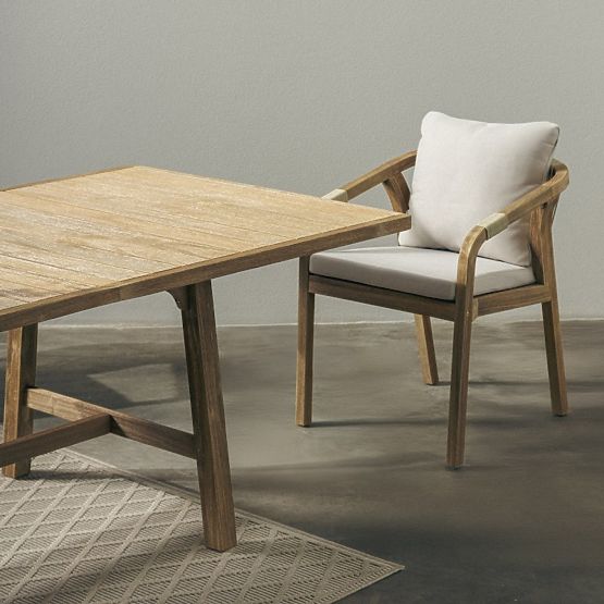 Set da giardino Castello, tavolo allungabile 200-295 cm + 6 sedie con intreccio, legno di acacia FSC